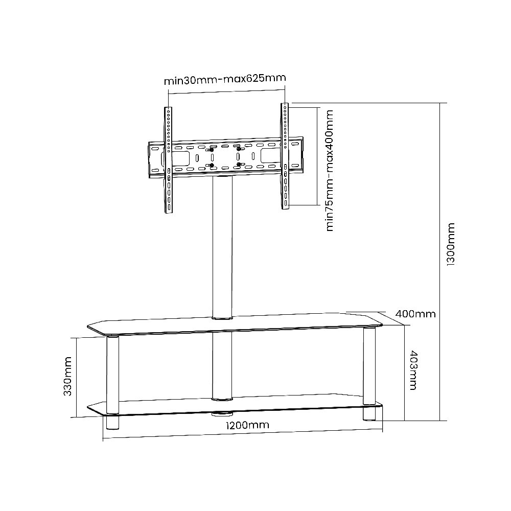 2 Layer Glass & Metal TV Stand For 32"-55" TVs - Image 2
