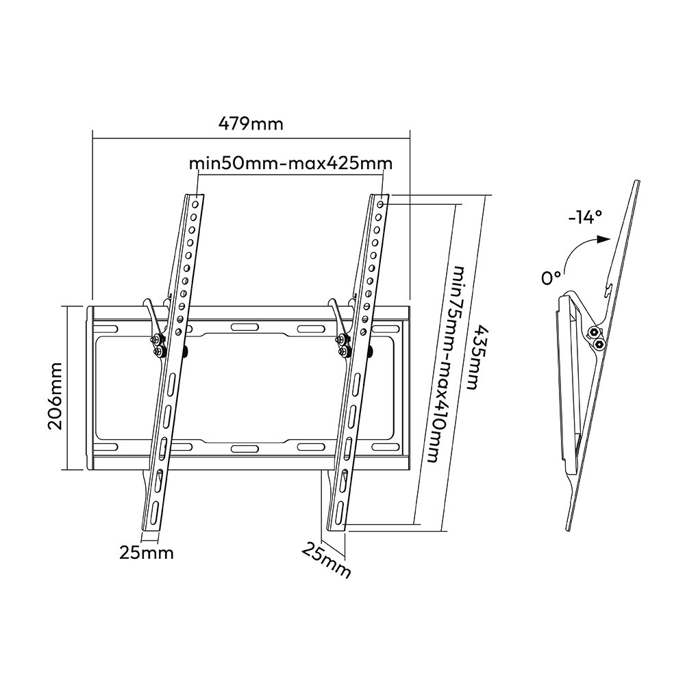 Fixed/Tilt TV Wall Bracket For 32"-55" - Image 4