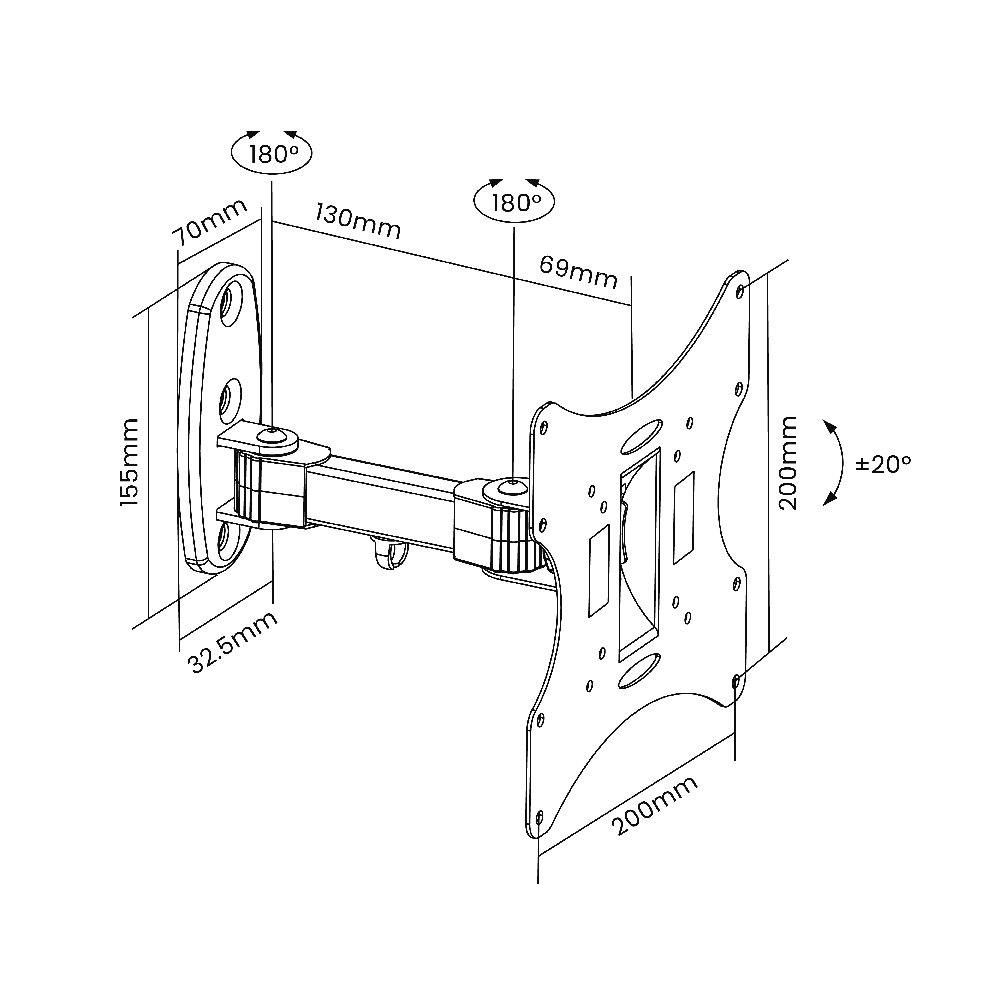 Tilt and Swivel TV Wall Mount For 23"-42" - Image 3