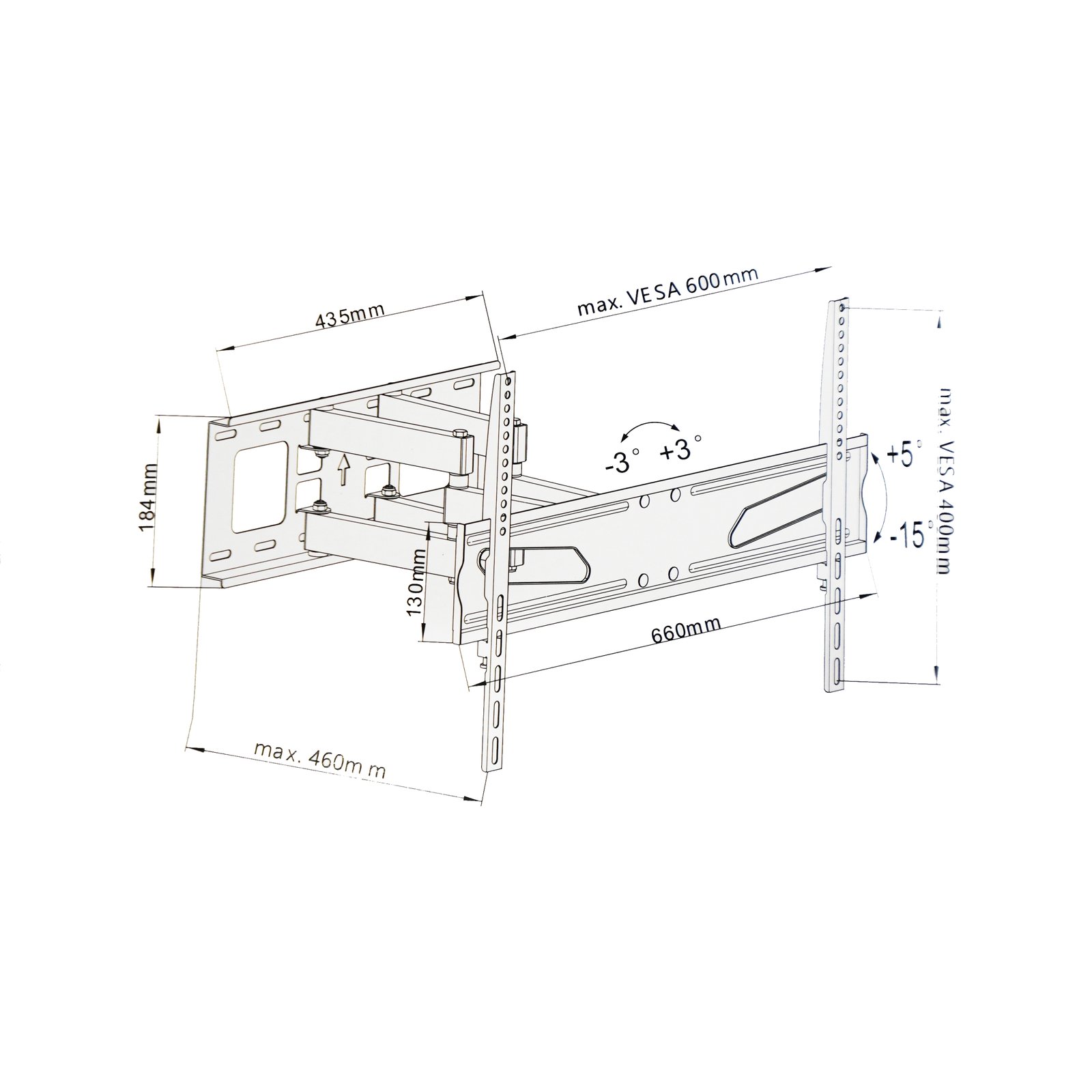 Full Motion TV Wall Bracket For 37"-70" - Image 4
