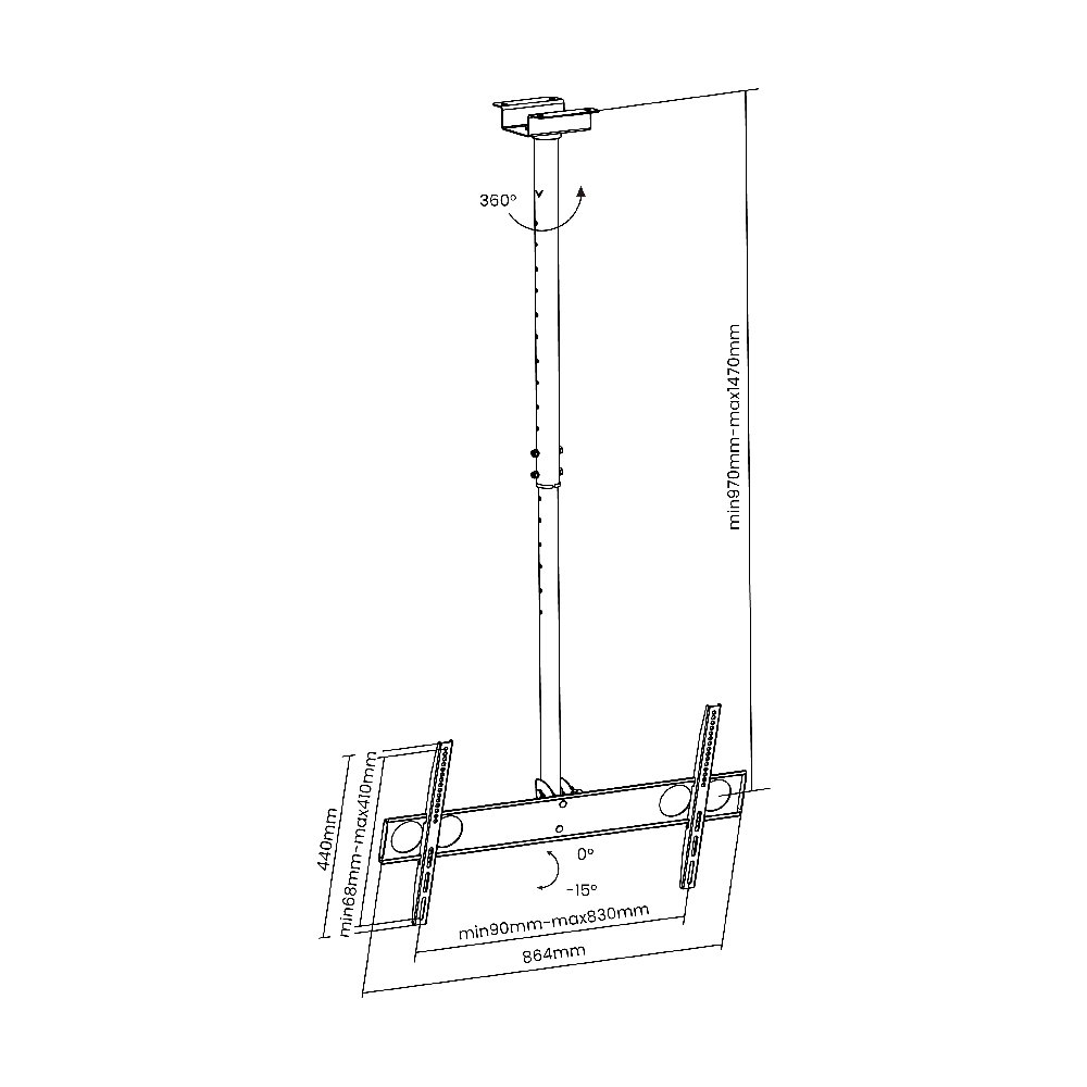 Telescopic Ceiling Mount For 37"-70" TVs - Image 3