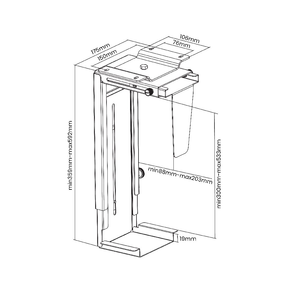 Adjustable CPU Bracket For Under Desk / Wall - Image 5