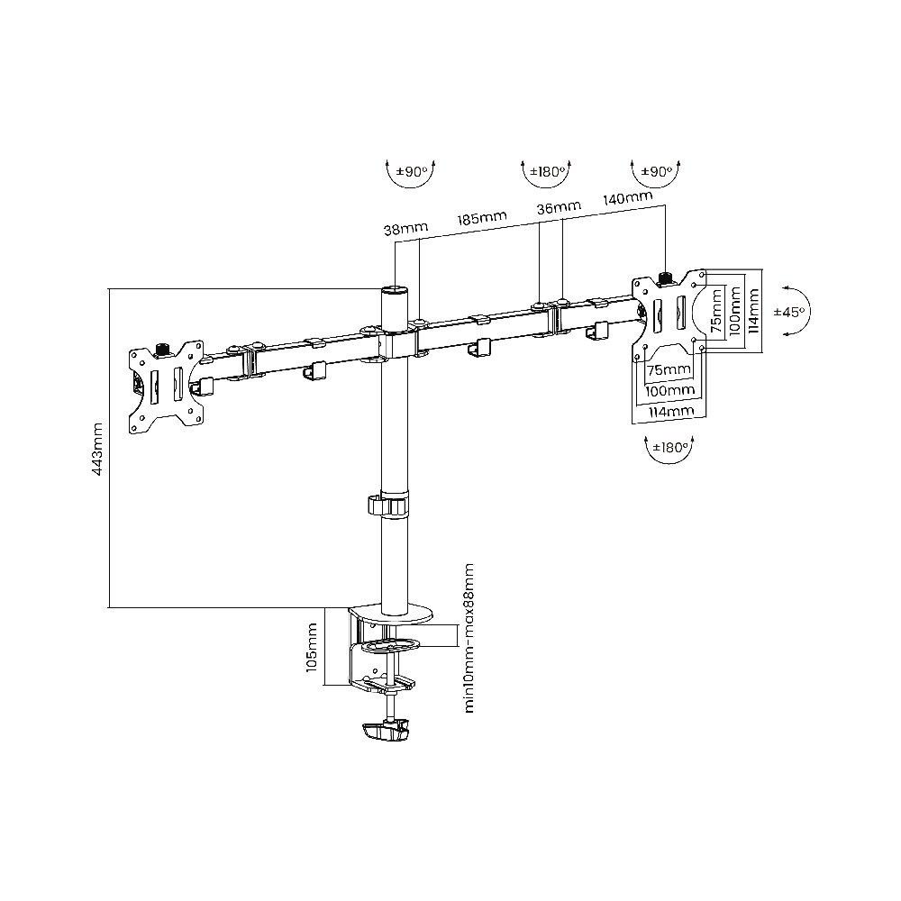 Dual Articulating Monitor Arms for 17"-32" (Clamp & Grommet) - Image 5