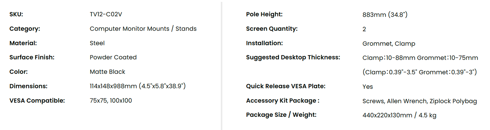 TV12-C02V details
