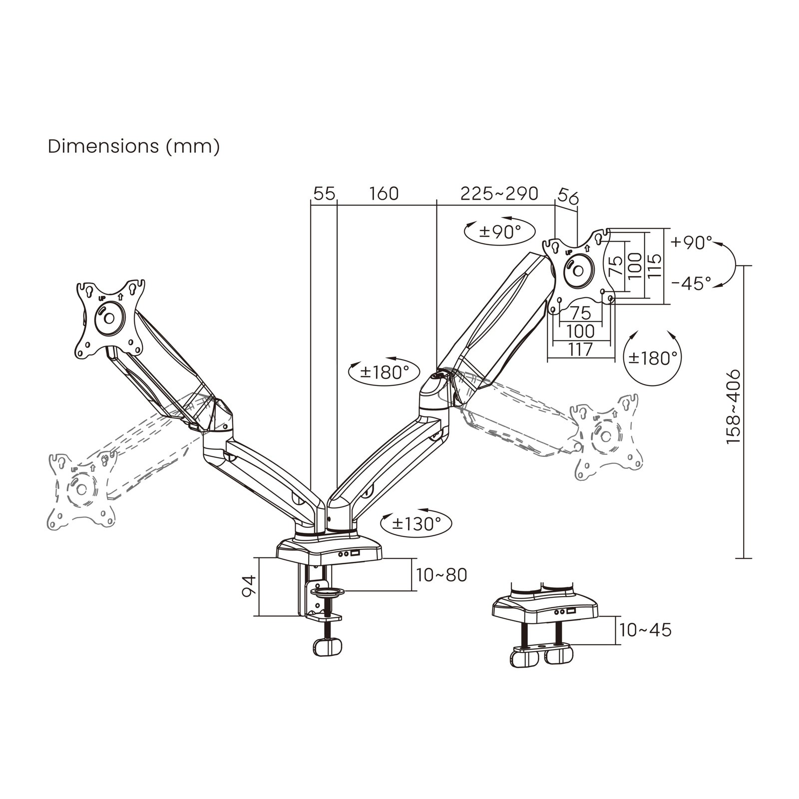 Dual Counter Balance Monitor Arms For 17” - 32” - Image 4
