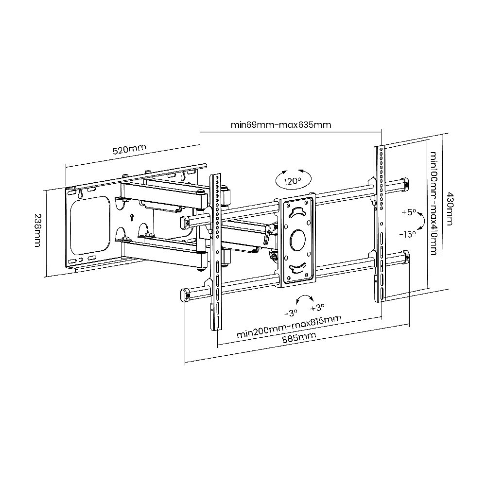 Solid Full Motion TV Wall Bracket For 43"-90" - Image 4