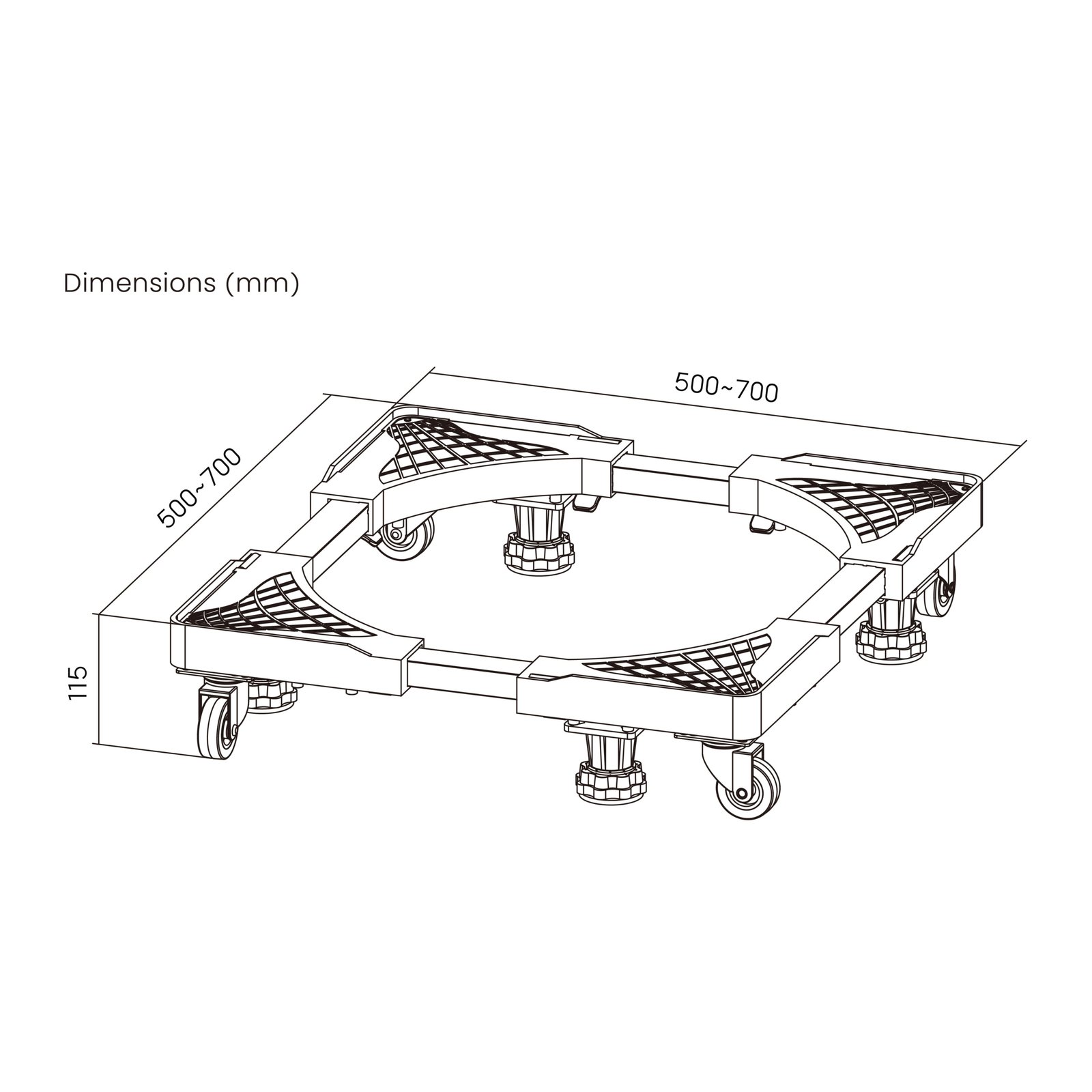 Adjustable Movable Base For Household Appliances (500mm-700mm) - Image 3