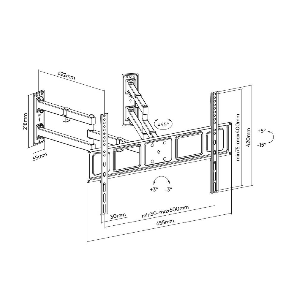 Full Motion Corner TV Mount For 32"-70" - Image 5