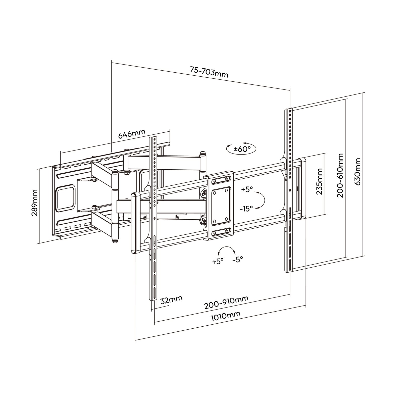 Extra Large Full Motion TV Wall Mount For 60"-120" TVs - Image 5