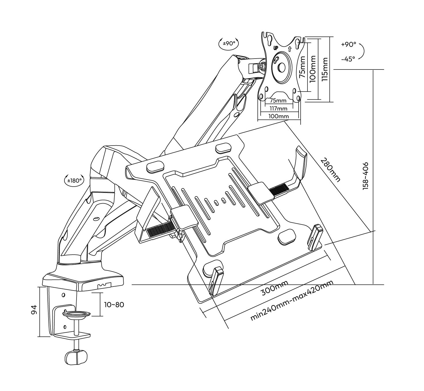 Dual Counterbalance Monitor Stand and Laptop Holder for 17"-32" - Image 3