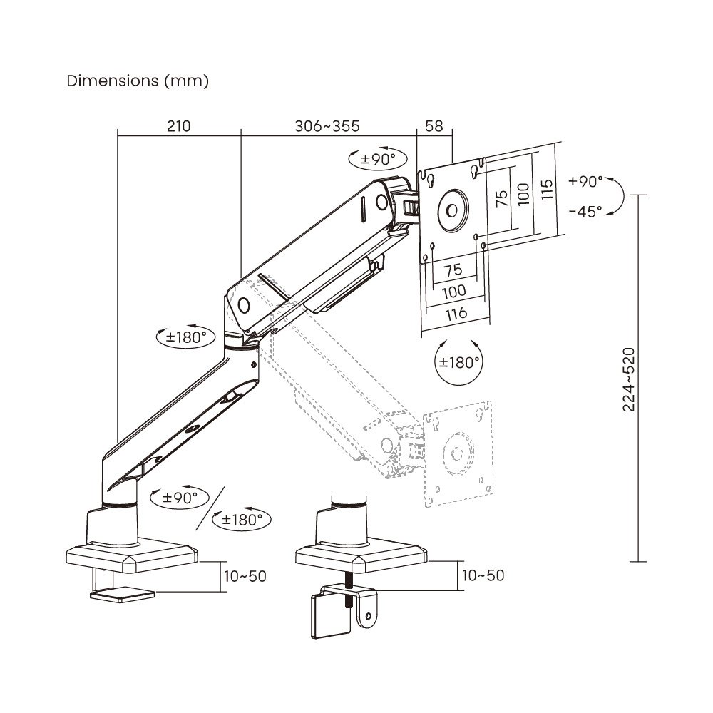 Heavy-Duty Single Monitor Arm for 17′′-45′′ - Image 7